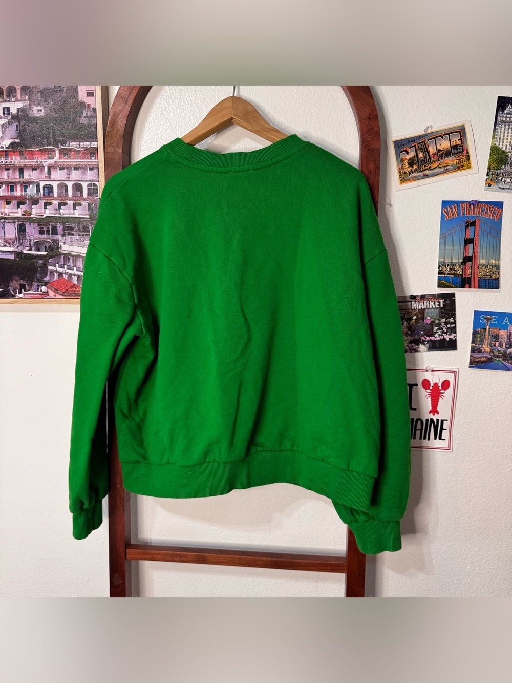 Clare V x Monoprix Bourgeoisie Sauvage Green Crewneck Sweatshirt - Picture 4 of 4